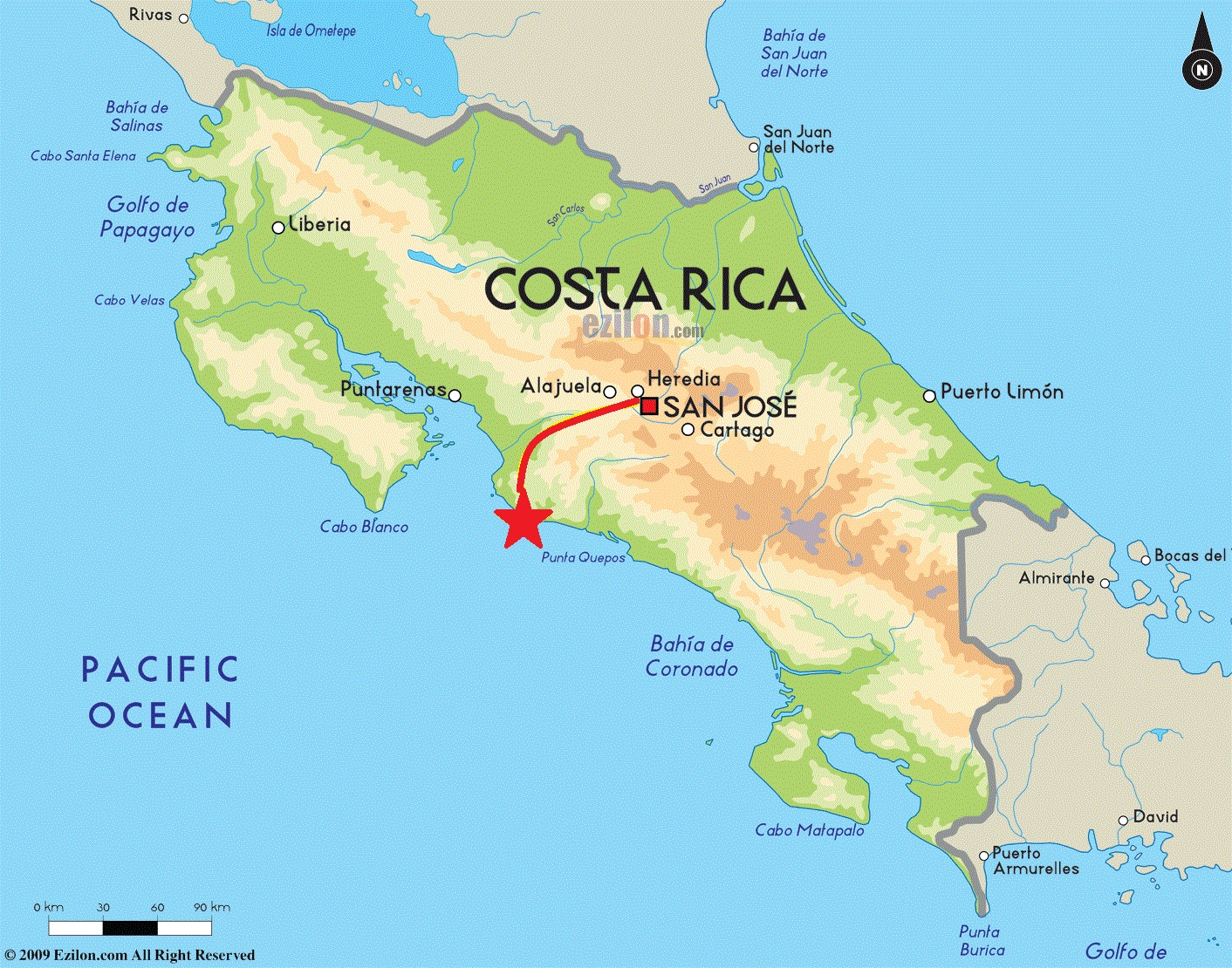 Costa Rica Beaches Map