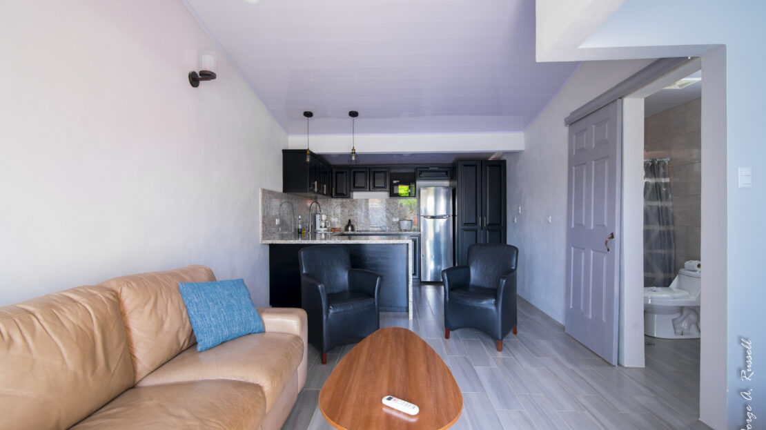 Jaco Beach one bedroom condo near the sand and main street, newly renovated with modern finishes and great walkability in a secure community.