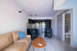 Jaco Beach one bedroom condo near the sand and main street, newly renovated with modern finishes and great walkability in a secure community.